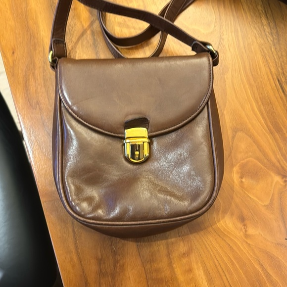 Holt Renfrew brown leather small satchel - Picture 1 of 4